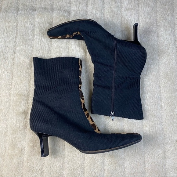 𝅺DI Sandro Supreme Animal Print Black Square Toed Boot - Picture 3 of 11
